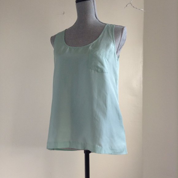 NWT J.Crew Women's 2 Light 100% Silk Pocket Sleeveless Tank Top 39370 Green - Picture 6 of 14
